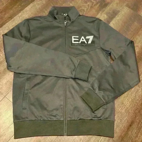 EA7 Large Silver Logo Tracksuit Top - Size XS